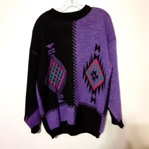 Vintage 80s Threadneedle Street Abstract Metallic Detail Sweater No Size